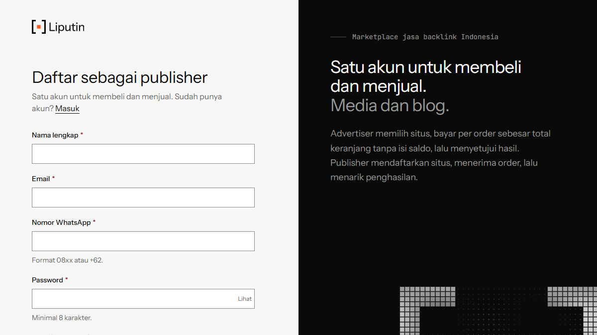 Halaman daftar akun Liputin