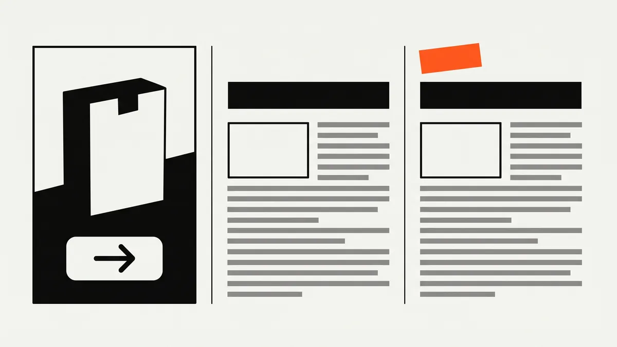 Perbandingan visual iklan banner, artikel berita, dan advertorial yang diberi label